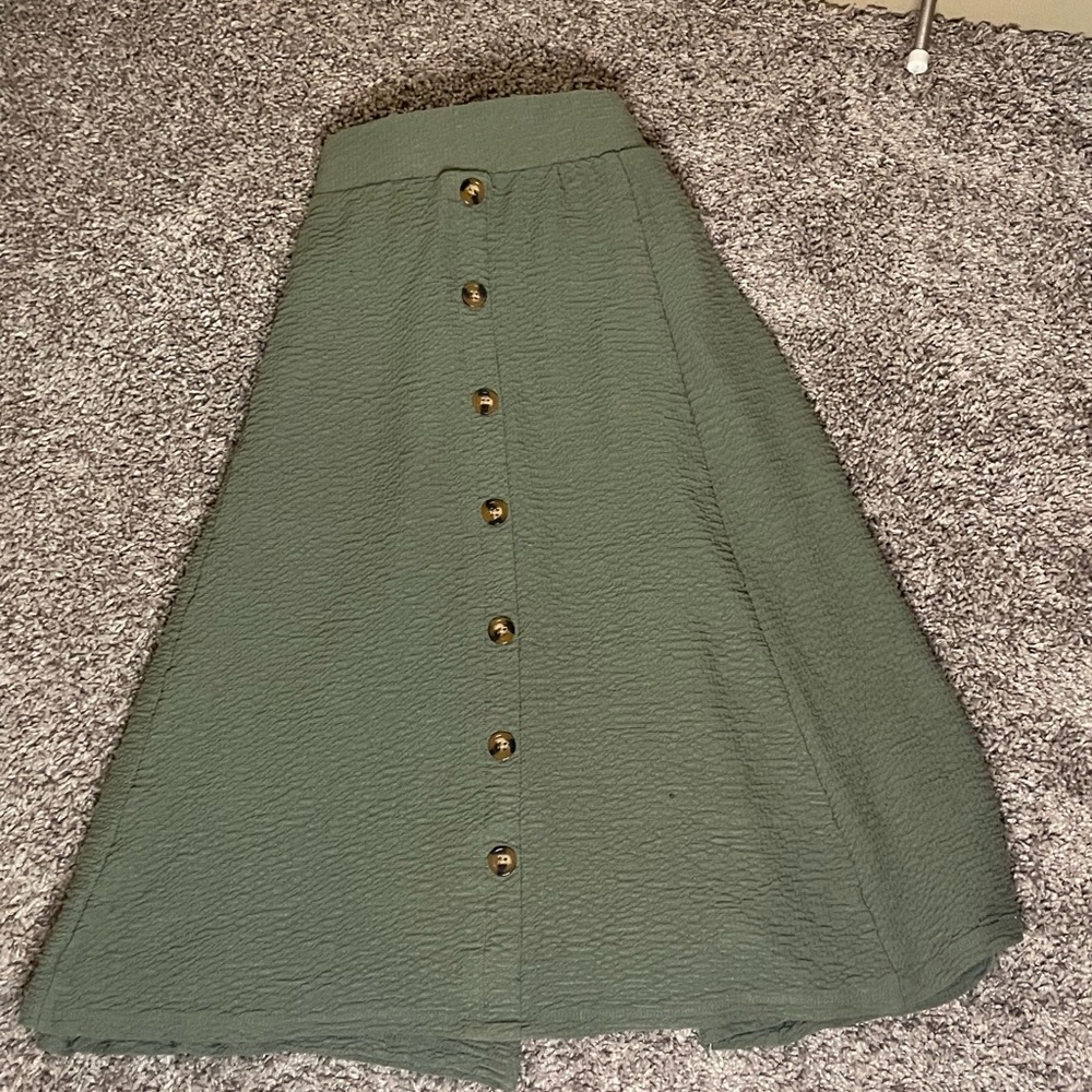 Green Midi Length Skirt